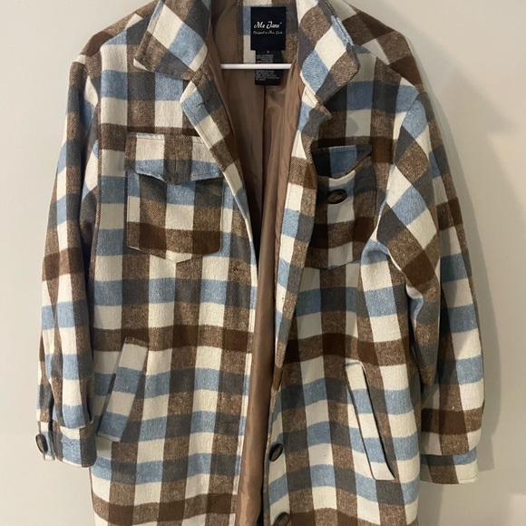 Jackets & Blazers - Plaid Wool Blend Coat